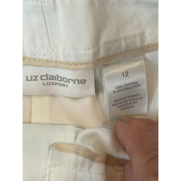 Liz Claiborne Women Chino Shorts High Rise 100% Cotton Outdoor White Size 12 - Picture 6 of 7